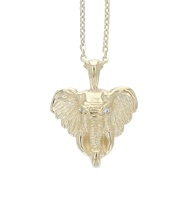 14K Yellow Gold & Diamond Elephant Pendant